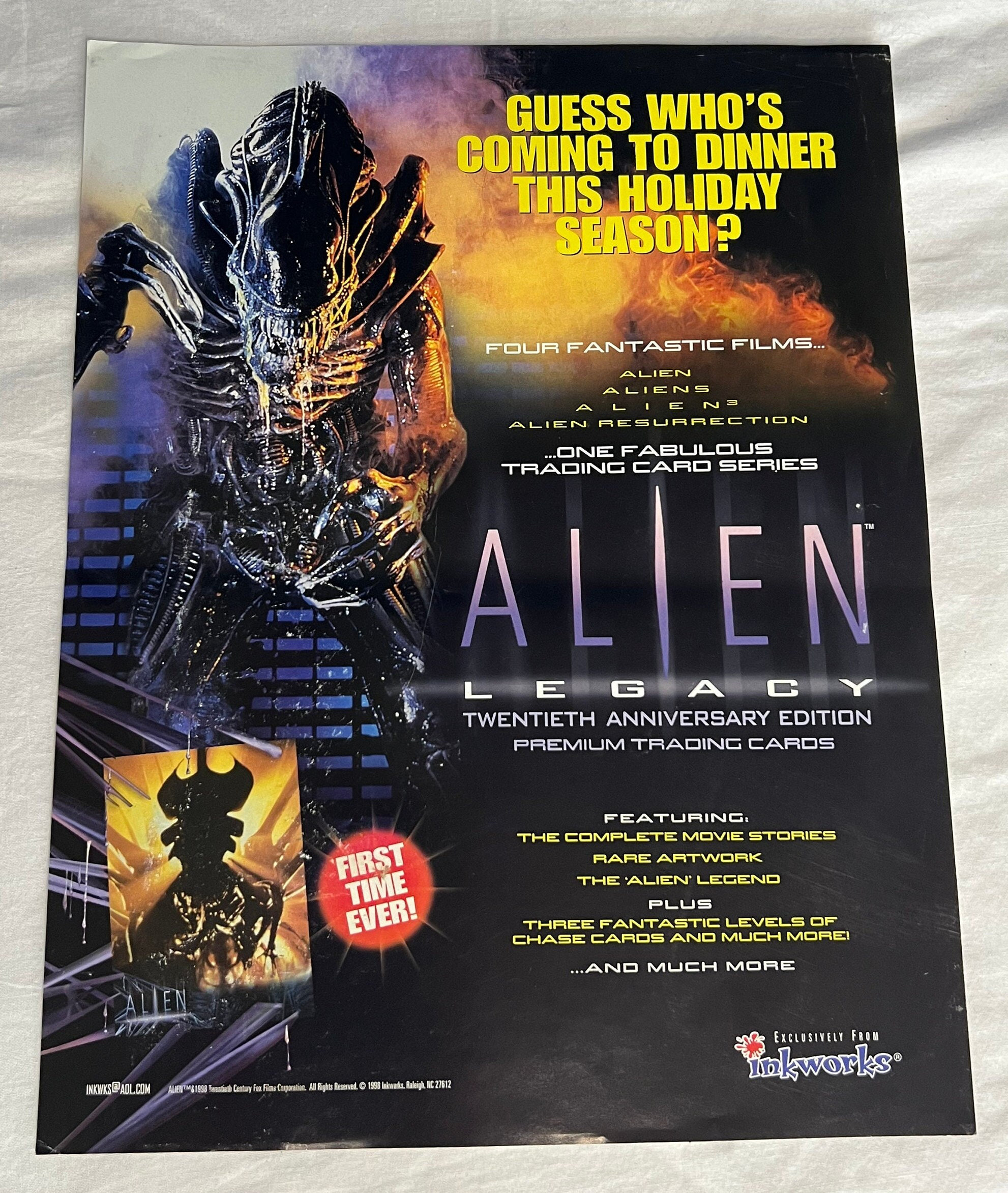 Alien Legacy Inkworks 1998 Trading Cards Sales Sheet Store Promotional ...