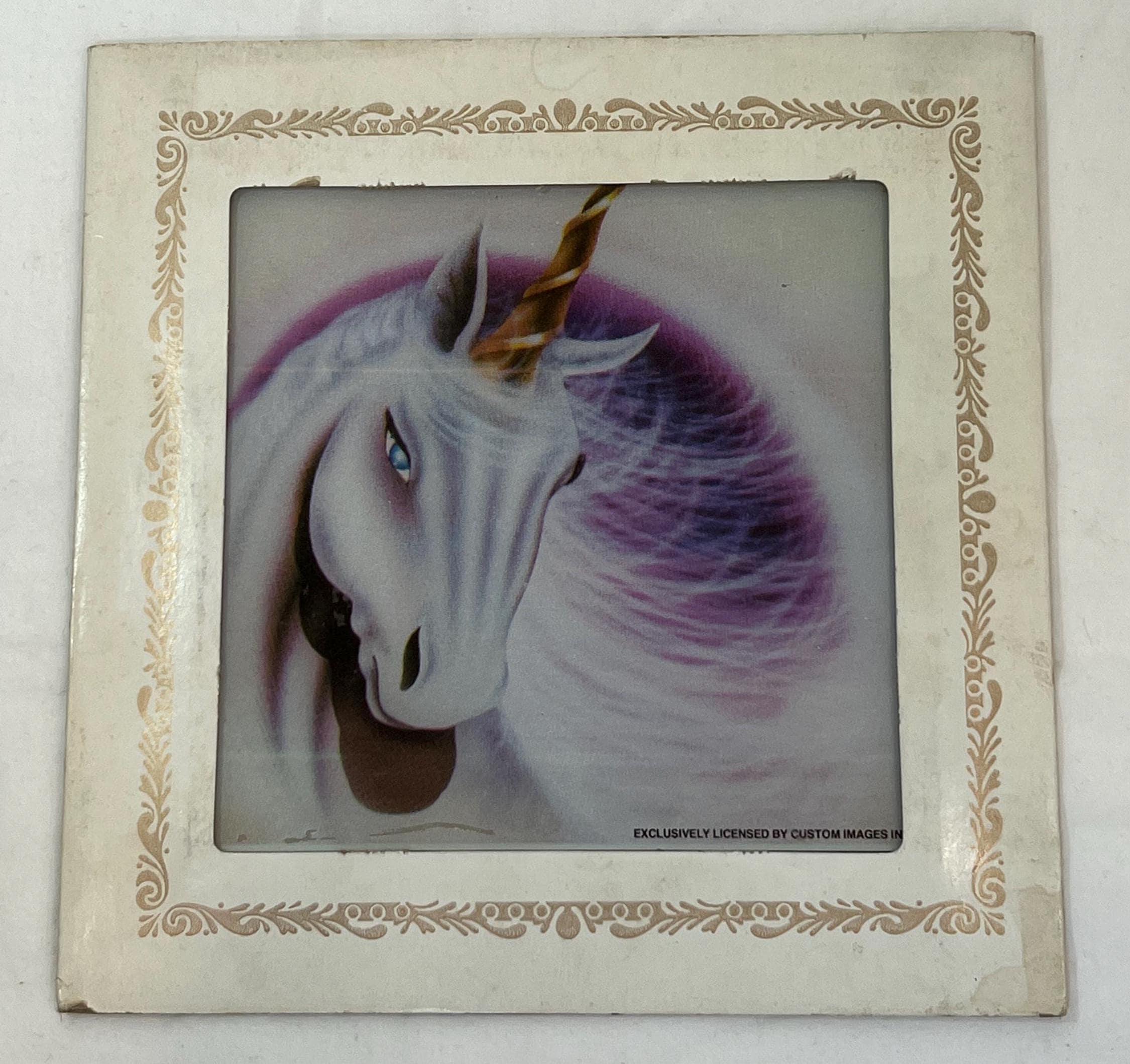 Vintage 80s Unicorn Carnival Prize Glass Art With Frame - Etsy