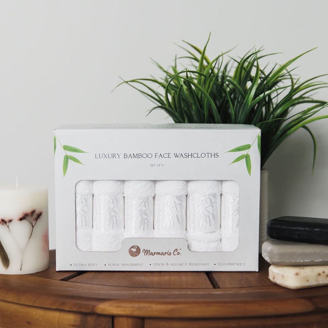 Marmaris Co. Bamboo Face Washcloths, Bamboo Face Towels, Set of 6 Etsy