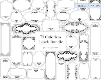 Colorless Apothecary Label Bundle, Vintage Blank Potion Labels for Bottles with Round, Rectangle, and Square, Printable Digital Labels