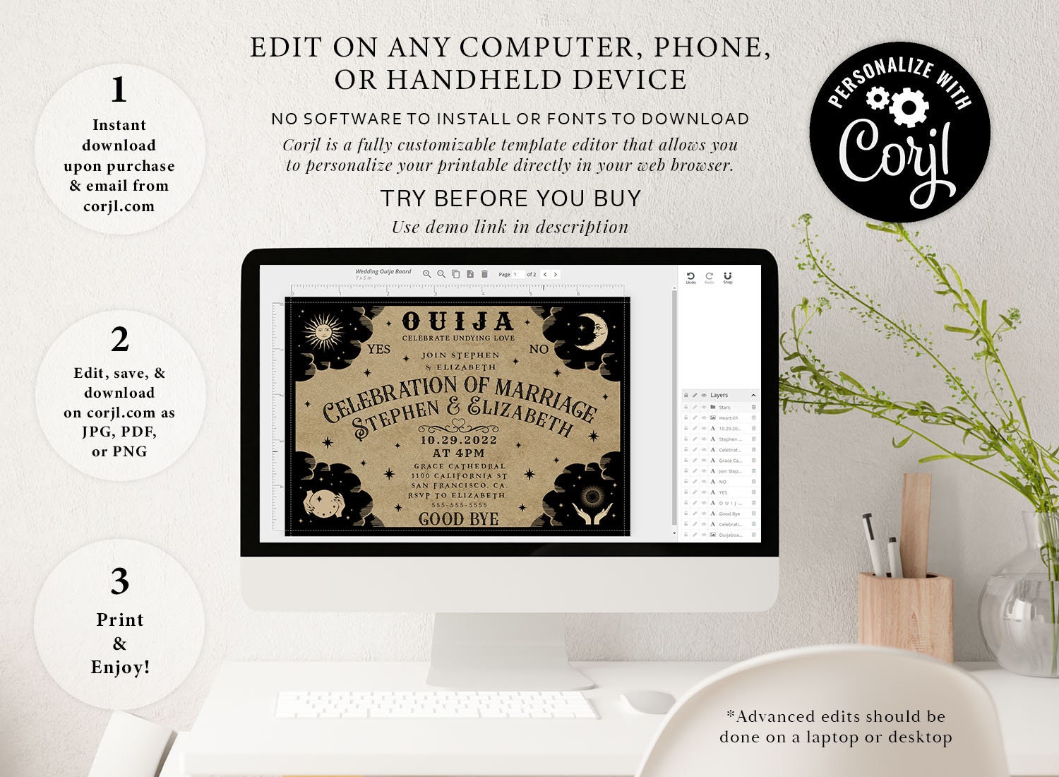 Editable Wedding Ouija Board Invitation Digital Printable Etsy Australia