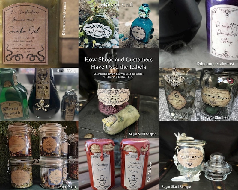 Apothecary Labels, Vintage Blank Potion Labels for Bottles, Printable Digital Gothic Herb Jar Wizard Witchcraft Scrapbook DnD Junk Journals image 6