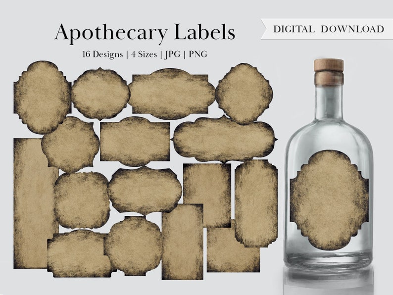 Distressed Apothecary Labels, Vintage Blank Potion Labels for Bottles ...