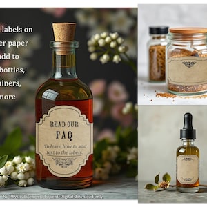 Apothecary Labels, Vintage Blank Potion Labels for Bottles, Printable Digital Gothic Herb Jar Wizard Witchcraft Scrapbook DnD Junk Journals image 5