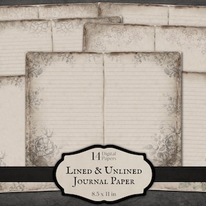 Liniert & Unliniert Journal Seiten, Junk Journal Printable Vintage Ephemera Zerrissen Alt Zerrissenes Buch Digital Paper Blank Distressed Grimoire Gothic