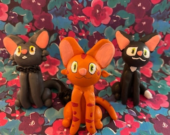 Battle Cats Into the Wild // Figure in argilla polimerica Firestar, Graystripe e Ravenpaw