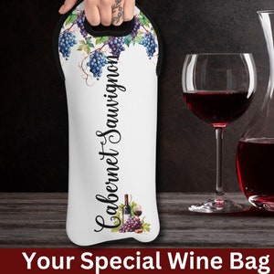 Wine Tote Bag, Personalized Wine Carrier, Wine Lover Gift, Custom Wine Bag, Neoprene Wine Tote, Bottle Holder, Wine Accessories