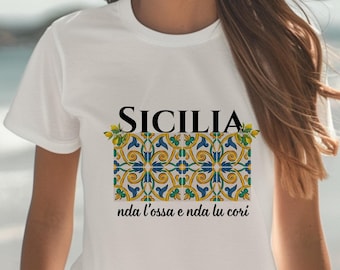 Sicilian Tile T-Shirt: Sicilia Italian Pride, Mediterranean Travel