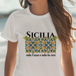 Sicilian Tile T-Shirt: Sicilia Italian Pride, Mediterranean Travel