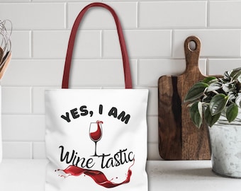 Wine Lover Tote Bag: Återanvändbar polyester shoppingkasse för matvaror