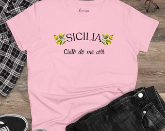 Koszulka z napisem „Sycylia”: projekt w języku sycylijskim „Oddech mojego serca”