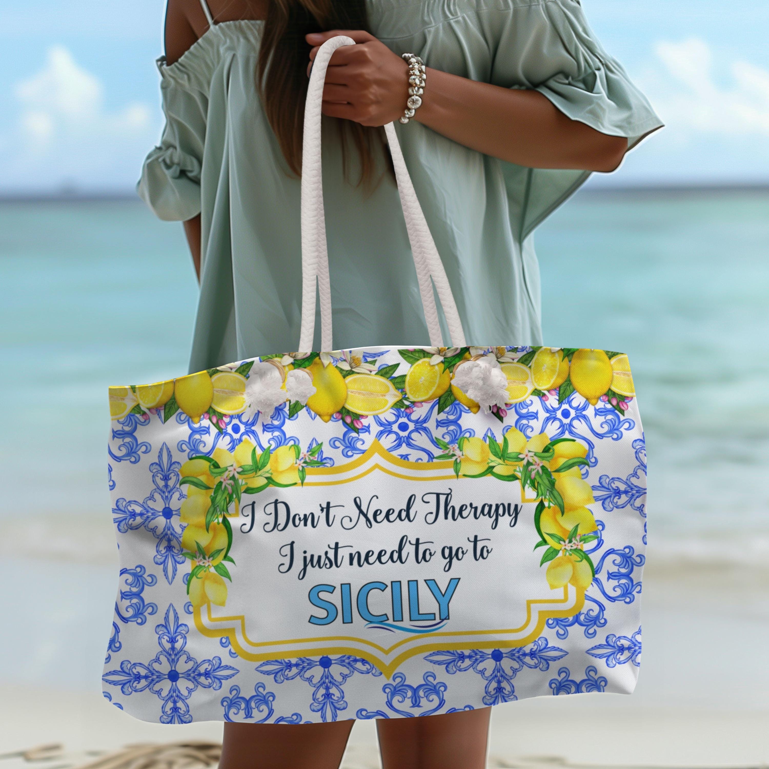 Sicilian Lemon Print Weekender Bag: Large Travel Tote - Etsy