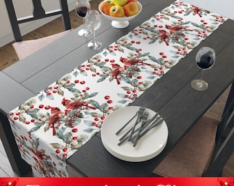 Northern Cardinal Christmas Table Runner: Festive Holiday Decor