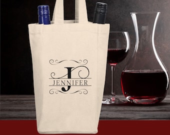 Personalized Wine Tote Bag: Monogrammed Double Wine Carrier