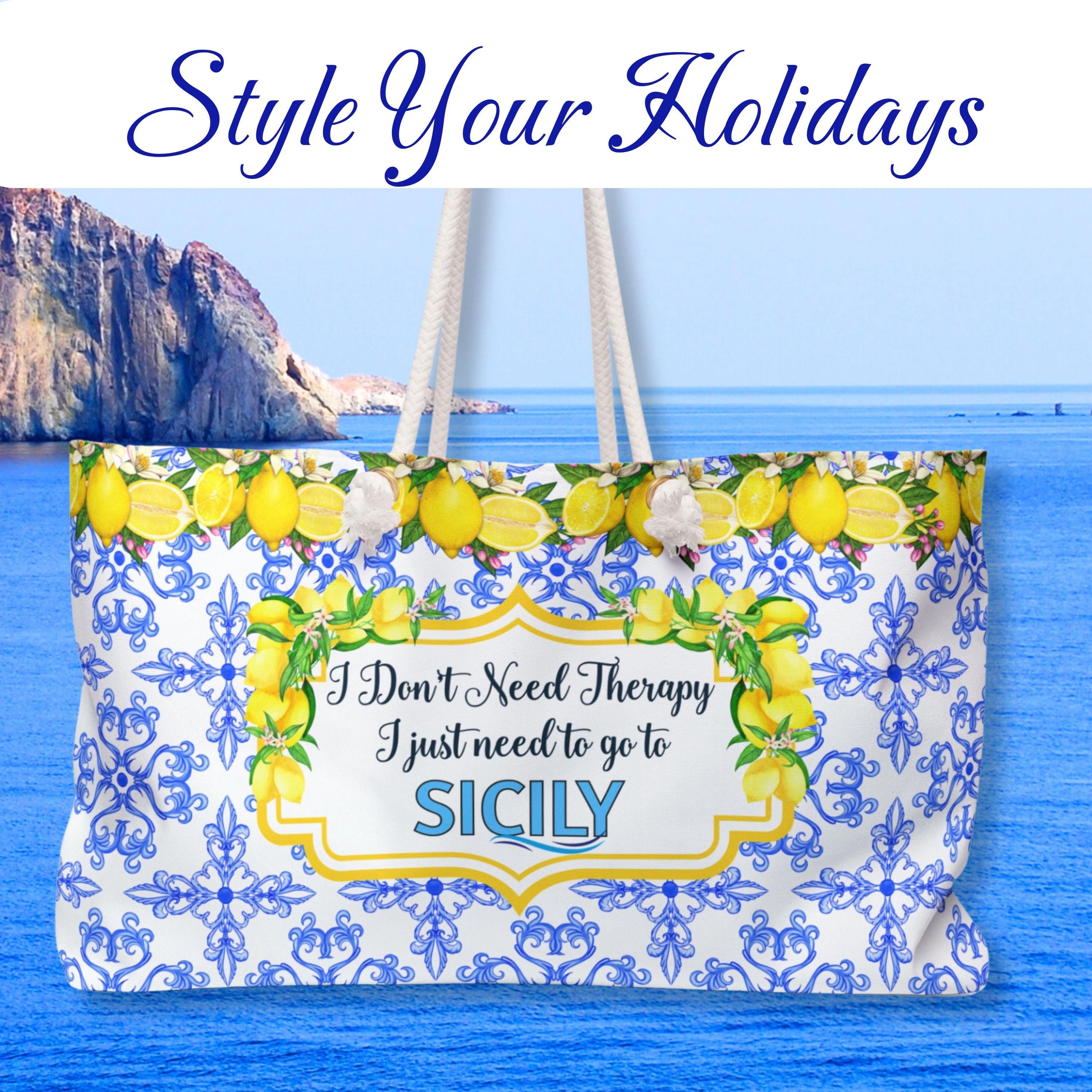 Sicilian Lemon Print Weekender Bag: Large Travel Tote - Etsy