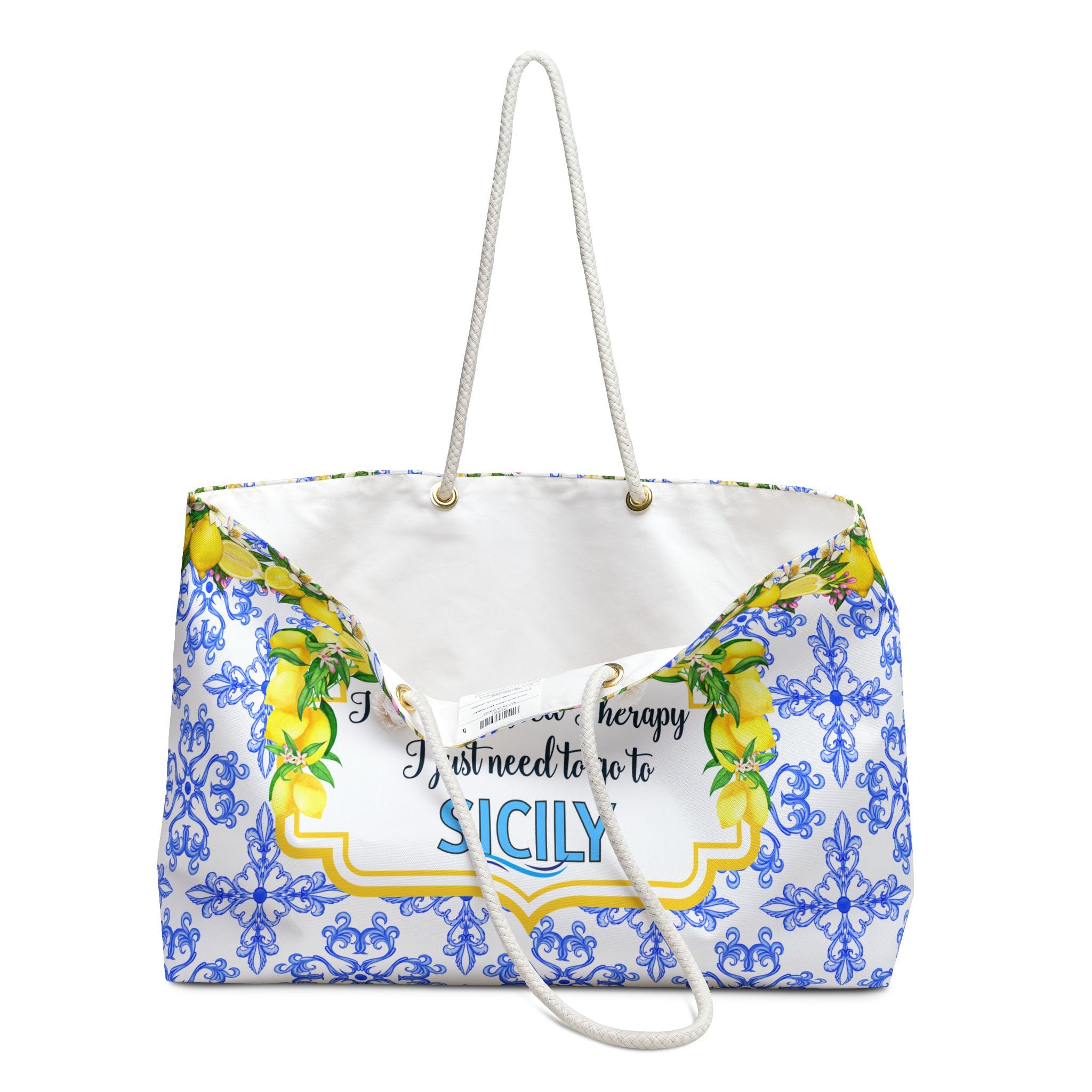 Sicilian Lemon Print Weekender Bag: Large Travel Tote - Etsy