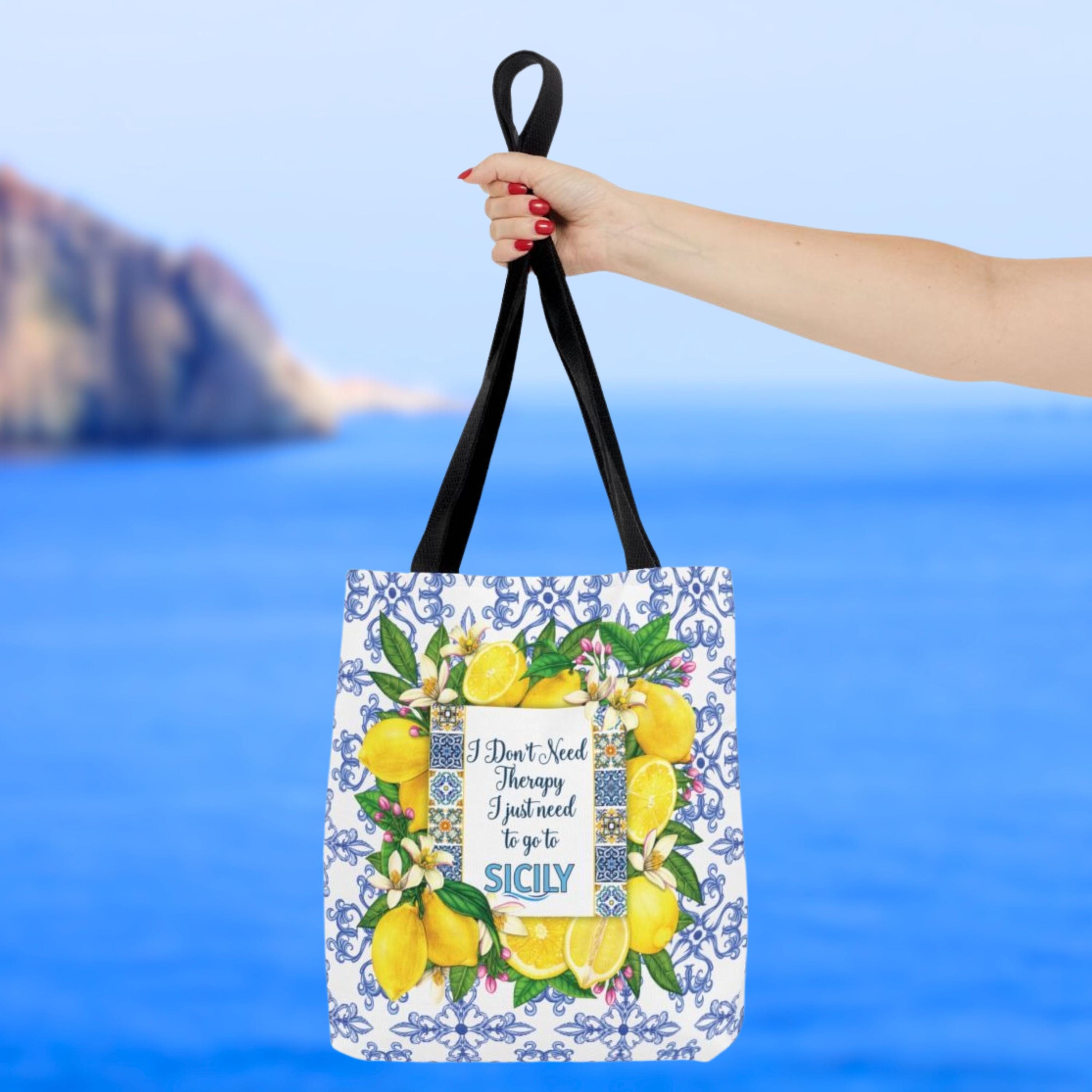 Sicily Lemons Tote Bag, I Dont Need Therapy I Just Need to Go to