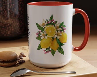 Mok citroen Buon Giorno – Italiaanse ochtendkoffiekop, cadeau voor liefhebbers van Italië, decoratie vakantiekeuken