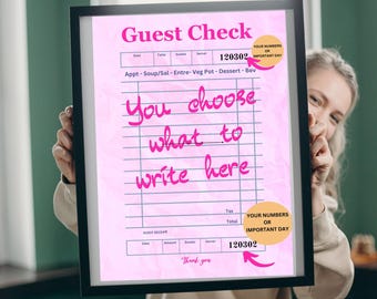 Custom Guest Check Art Print: Personalized Wall Art (Digital Download)