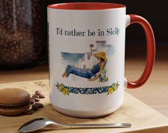 I'd Rather Be in Sicily Coffee Mug – Italian Travel Gift for Women, Sicily Lover Cup, Sunshine Italy Souvenir, Summer Vibes Mug