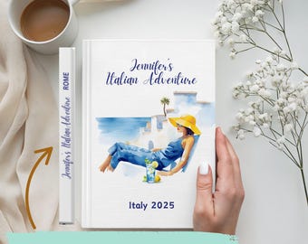 Reisdagboek Italië, met aangepast naam- en jaardagboek, notitieboekje met citroenprints mediterrane reisherinneringen