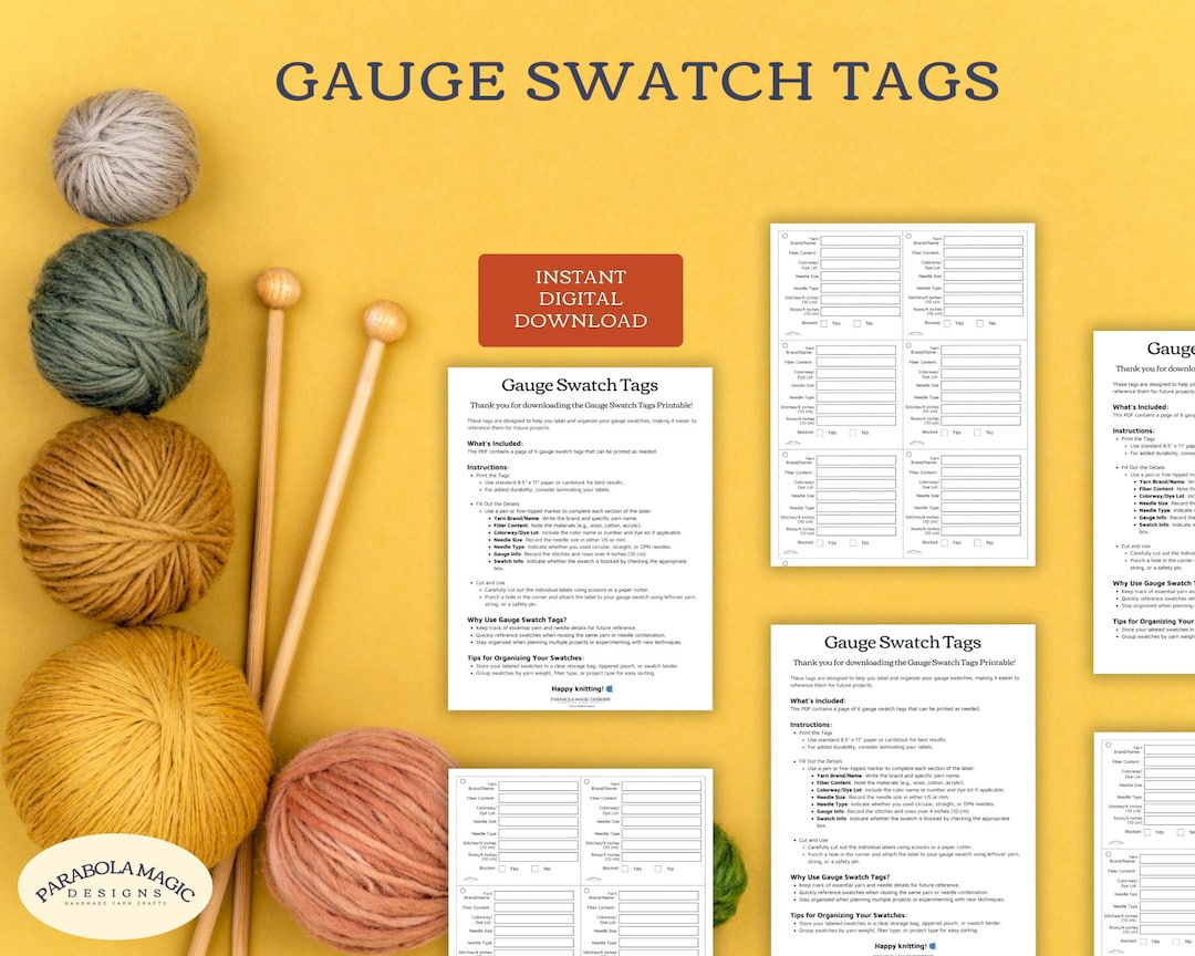 Knitting Gauge Swatch Tags to Label Swatches - Etsy