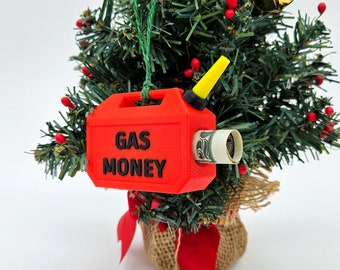 Adorno navideño con forma de lata de gasolina para guardar dinero: un regalo navideño original impreso en 3D