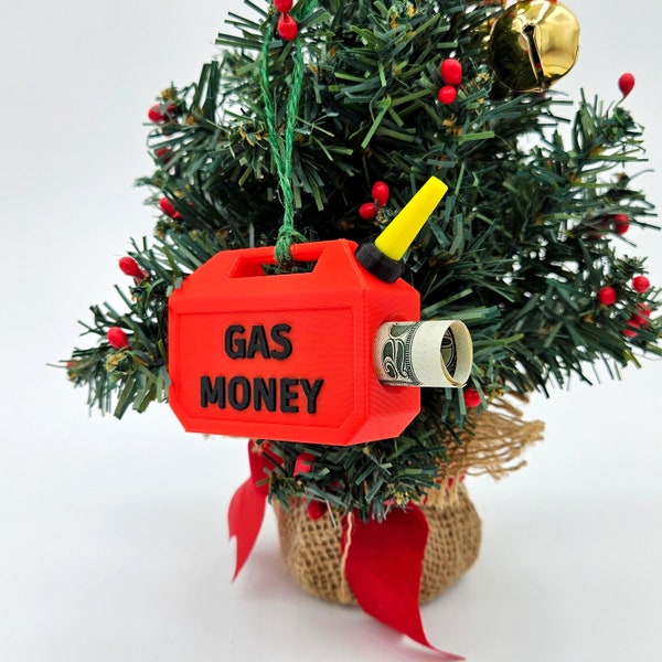 Gas Can Money Holder Christmas Tree Ornament - A Quirky Holiday Gift 3D Printed