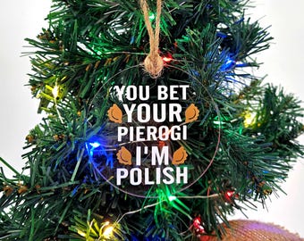 Pierogi Lover's Ornament - Polish Pride Vinyl Cut on Acrylic Round