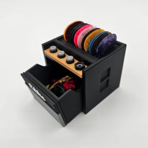 customizable-3d-printed-guitar-amp-pick-holder-with-drawer-holds-11