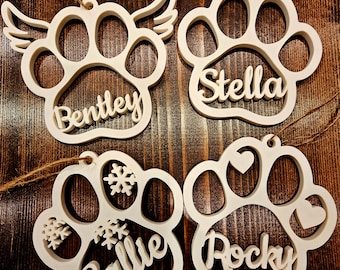 Ornement de patte d'animal de compagnie personnalisé - décoration de Noël personnalisée - idée cadeau sentimentale - ornement commémoratif