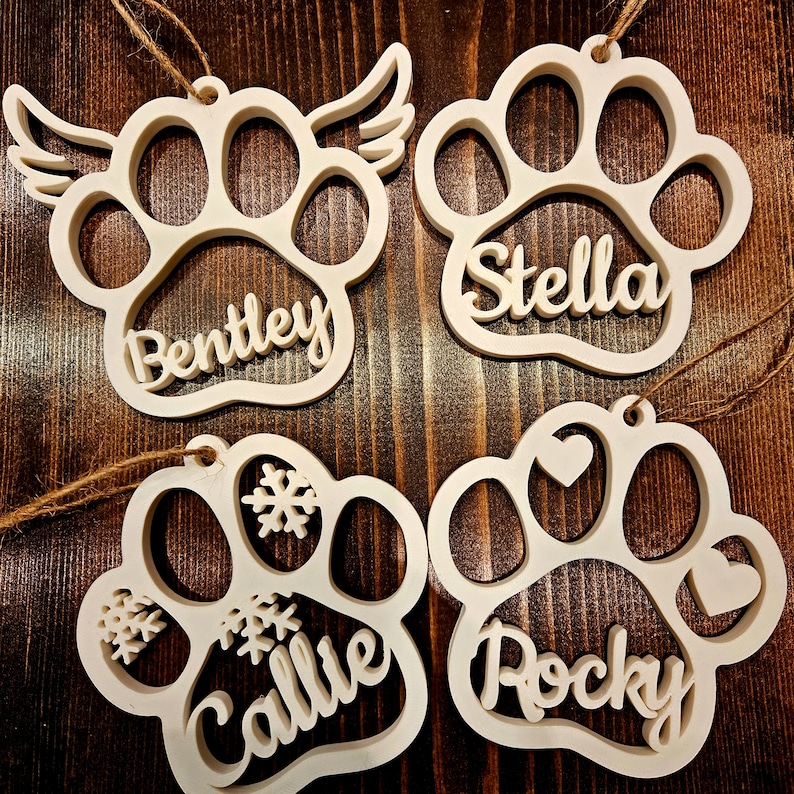 Pet Paw Ornament Personalized Custom Christmas Ornament Sentimental Gift Idea Memorial Ornament image 1