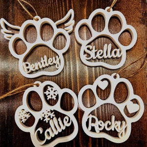 Pet Paw Ornament Personalized Custom Christmas Ornament Sentimental Gift Idea Memorial Ornament image 7