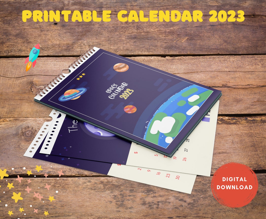Digital Space 2023 Wall Calendar Space Printable Calendar for Etsy