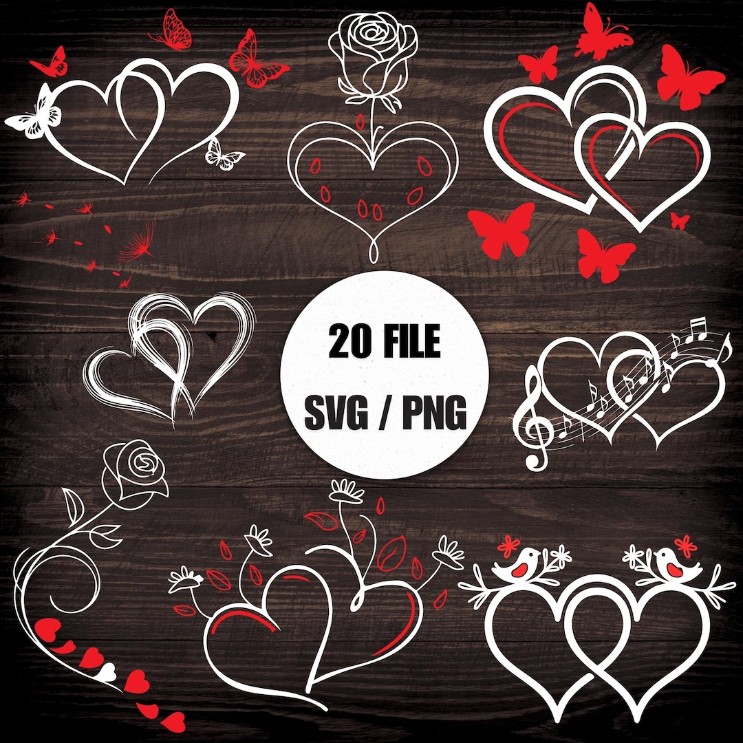 Doodle Heart SVG Bundle: Wedding & Valentine Designs (SVG/PNG) - Etsy UK