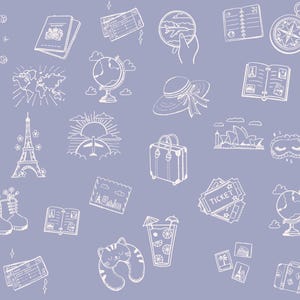 aventure de voyage SVG, gribouillages esprit d'aventure Png, icônes de voyage de vacances, art de voyage dessiné à la main, carte vintage et valise
