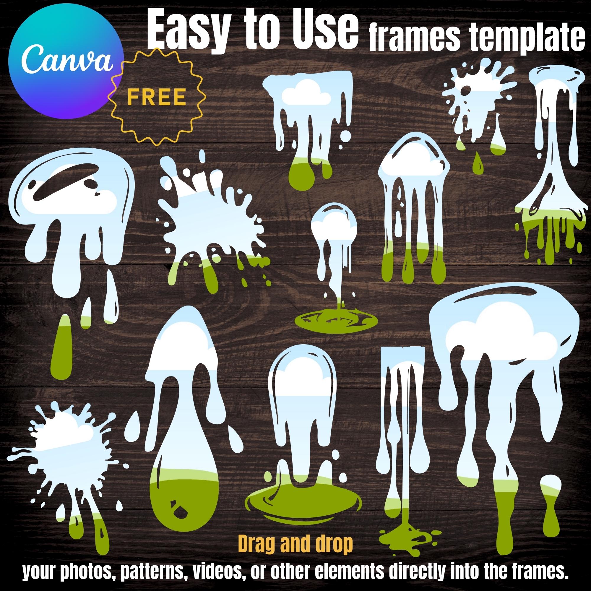 Dripping Paint Canva Frame Template: Drag & Drop Borders (digital ...
