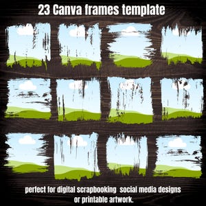 Grunge Canva Frames Template , Bleach effect Distressed Torn Edge Canva Frame , Drag and Drop, Template Canva , Editable Template