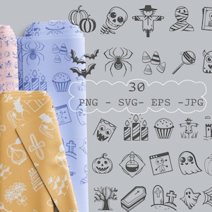 halloween svg Bundle, Hand Drawn Cute Ghost , Pumpkin ,Cat, Spider ,Bat, vector halloween , Spooky Season, Halloween png, EPS