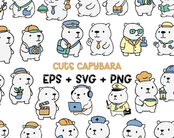Niedliches Capybara SVG PNG, Capybara Clipart, Capybara Kunst, Kinderzimmer Clipart, Kinder Clipart mit Capybaras, Zeit zum Entspannen, Instant Download