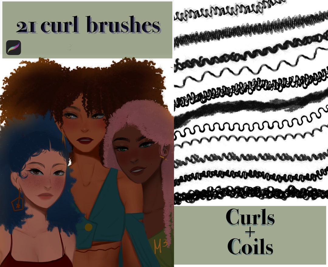 21 Curls and Coils Brushes for Procreate. Procreate Stamp for Etsy Canada