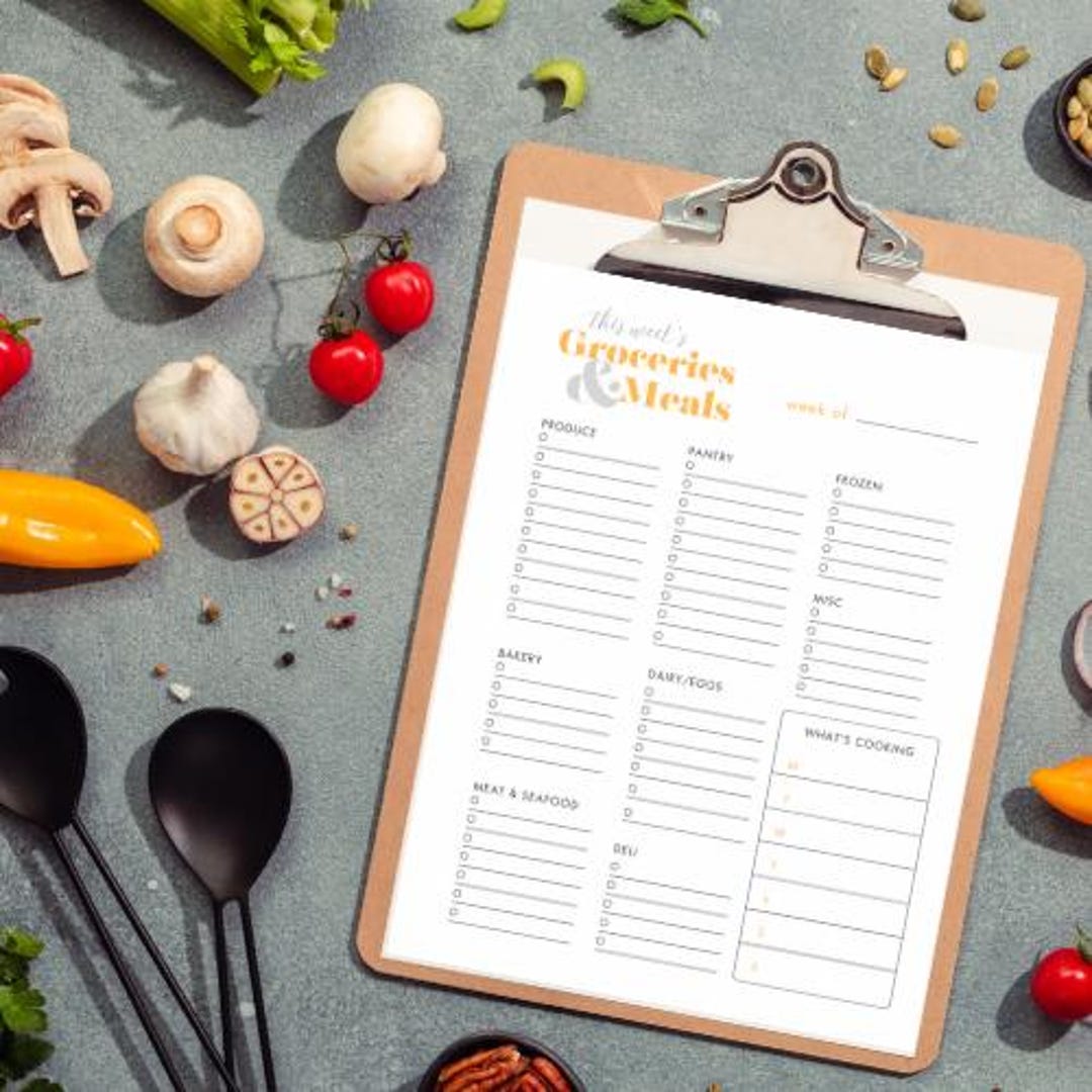 Weekly Meal Planner Printable | Grocery List Organizer (PDF Format) - Etsy