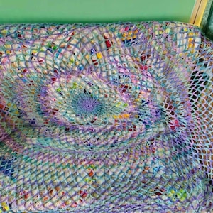 Trippy Mandala Throw | Handmade Crochet 150x150cm Boho Vintage Wall Hanging Tapestry |
