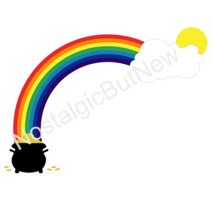 Digital Download - Pot of Gold with Rainbow St Patrick&#39;s Day Leprechaun Cloud Sun SVG PNG pdf jpg - clip art - Commercial License