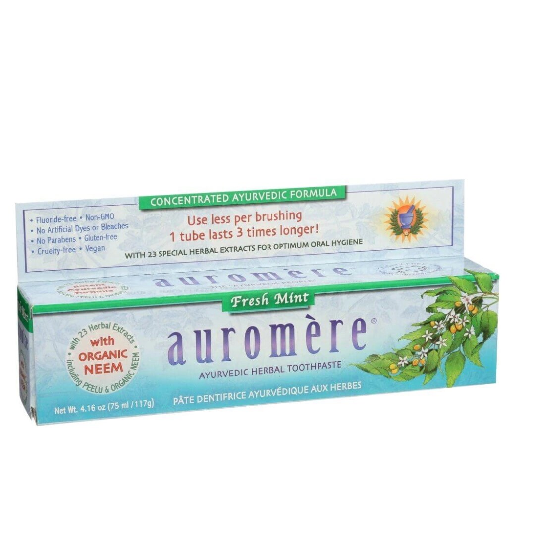 Auromere Ayurvedic Herbal Toothpaste, Fresh Mint Vegan, Natural, Non