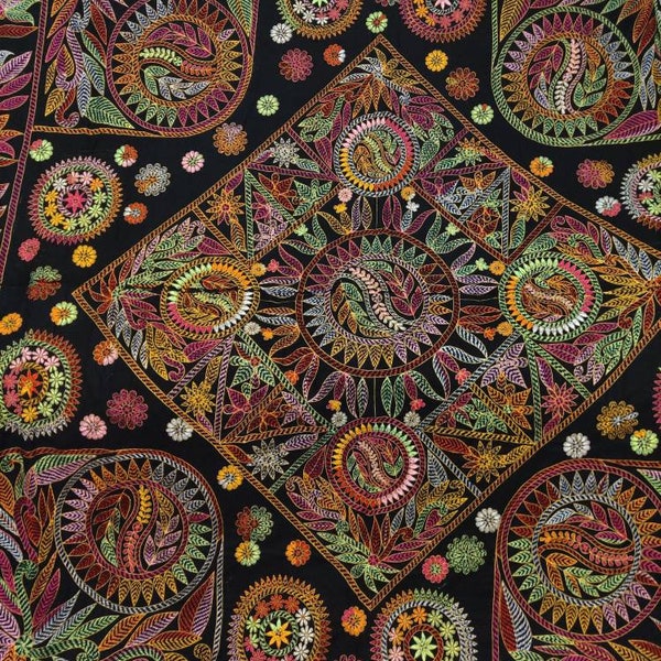 Vintage Handmade Quilt, Hand stitched Nakshi Kantha, Traditional quilt, Handmade bedsheet, Bangladeshi Nakshi kantha