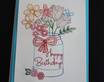 Unique Embroidered Birthday Card