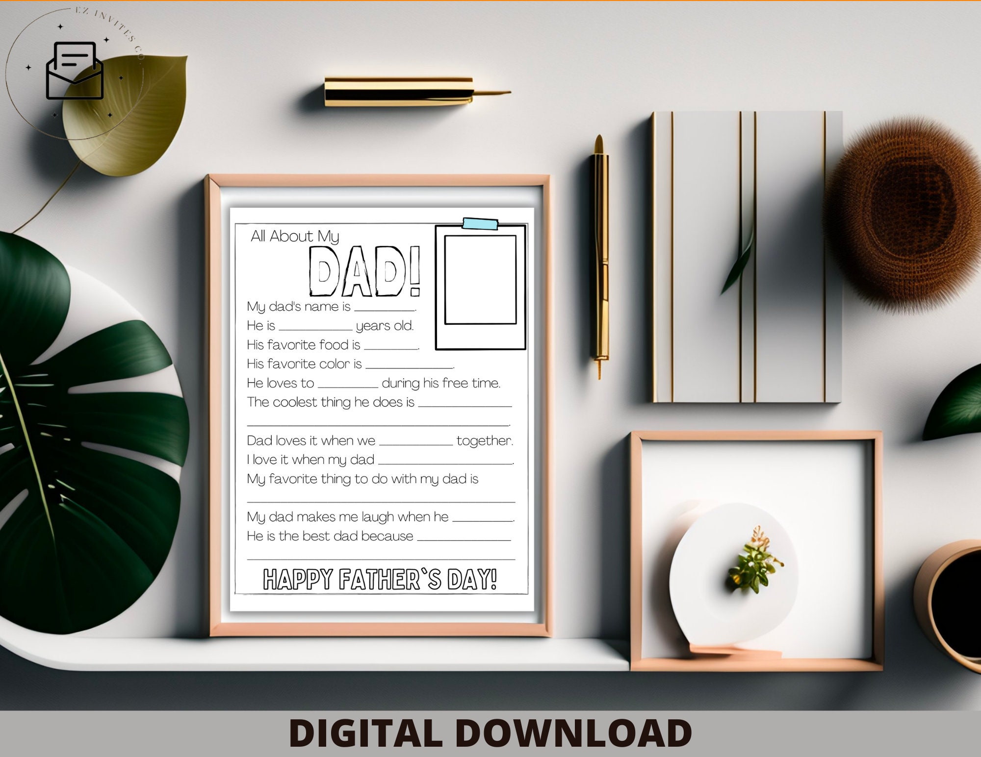Father's Day Printable: All About My Dad, Instant Download for a ...
