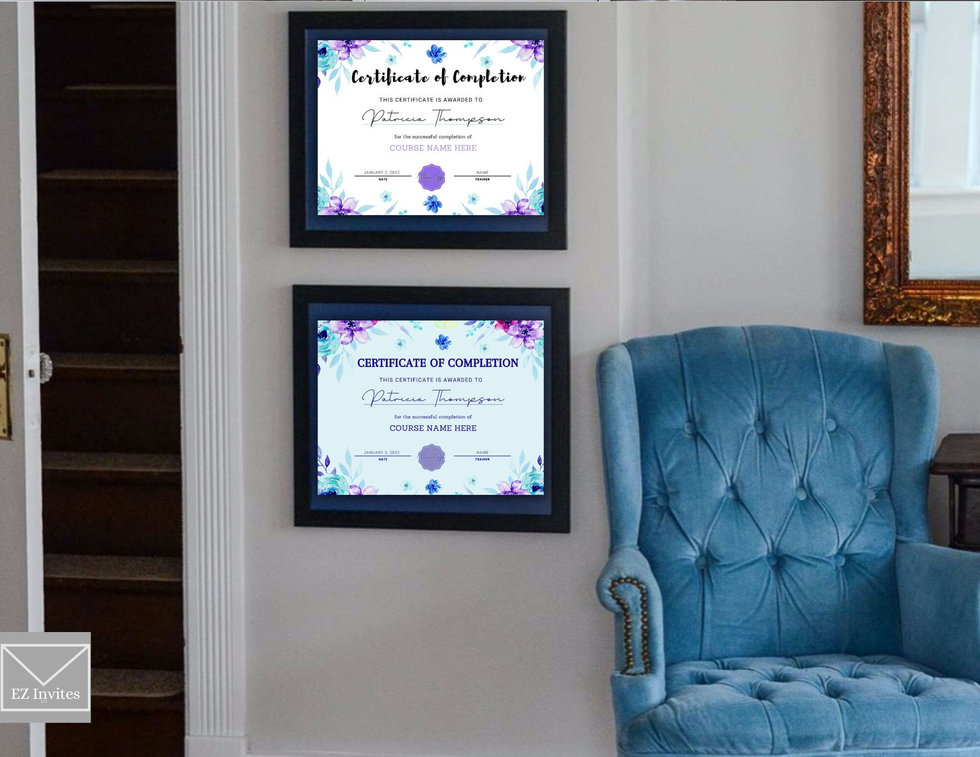 Floral Certificate of Completion Template: Editable Canva Design ...