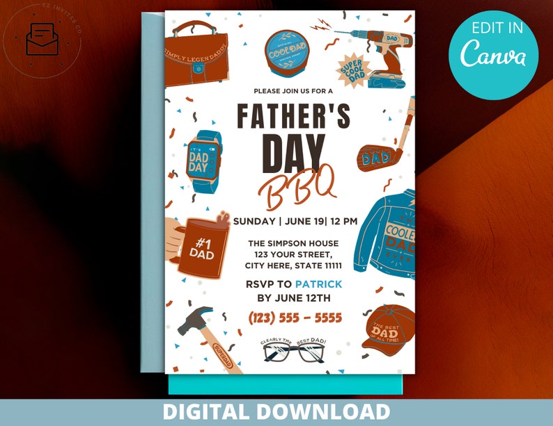 Editable Father's Day Invitation Template Create Your Perfect Invite Editable Father's Day Invitation Template Create Your Perfect Invite